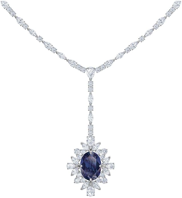 swarovski 正品宫殿 y 项链蓝色水晶镀铑